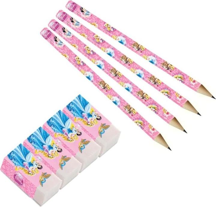 Actual product image Disney Princess Characters Pencil & Eraser Set (Pack of 8) (8 x)