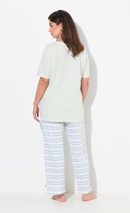 Produktbild Ulla Popken Pyjama, Ringelhose, Rundhals, Halbarm, Taschen (46, 48)