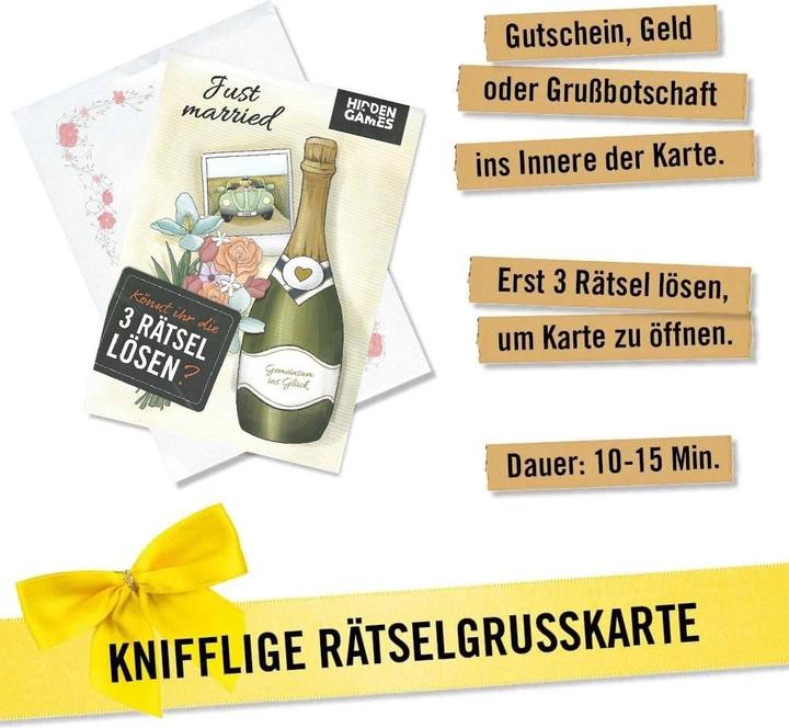 Actual product image Hidden Games Just Married (wedding card) - puzzle card (Danish, 1 Players)