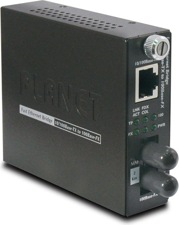 Image du produit Planet Convertisseur de média administrable Multimode 10/100Base-TX à 100Base-FX avec prise PSU ST incluse