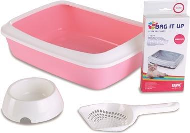 Immagine prodotto Savic Lettiera Iriz Starter Kit, 42 x 31 cm H 12,5 cm, bianco/rosa (Lettiera per gatti aperta)
