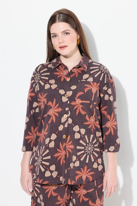 Produktbild Ulla Popken Sweatjacke, Hemdkragen, 3/4-Glockenärmel (42, 44)