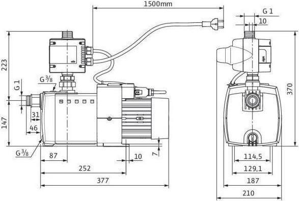 Actual product image Wilo High-pressure centrifugal pump HiMulti 3 C self-priming 230 V type 1-24 P 0.4 kW (Flow pump)