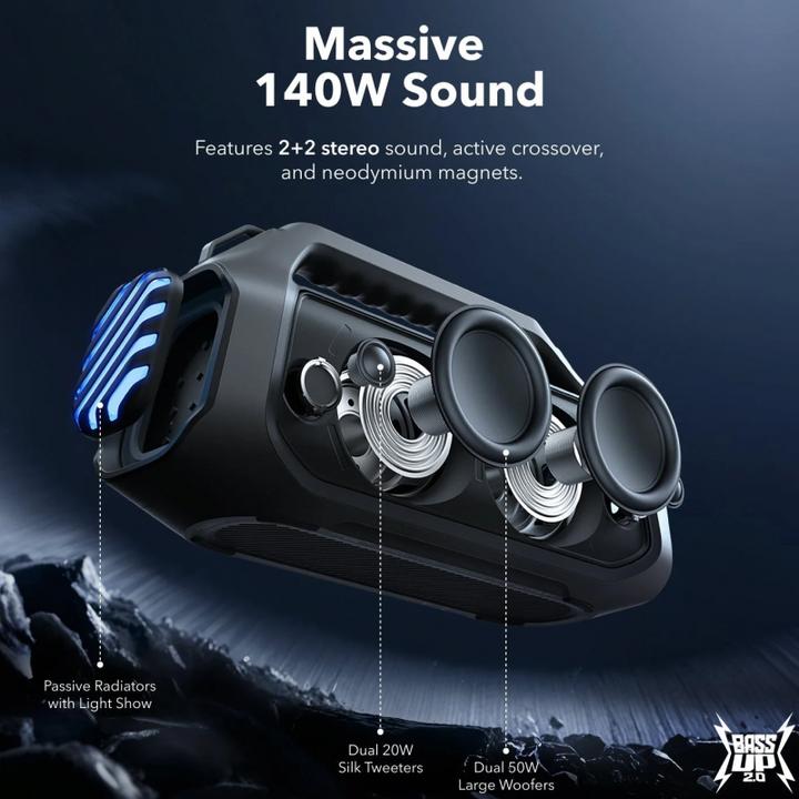 Image du produit soundcore Boom 2 Plus (20 h, Alimentation via port USB, Fonctionnement sur batterie)