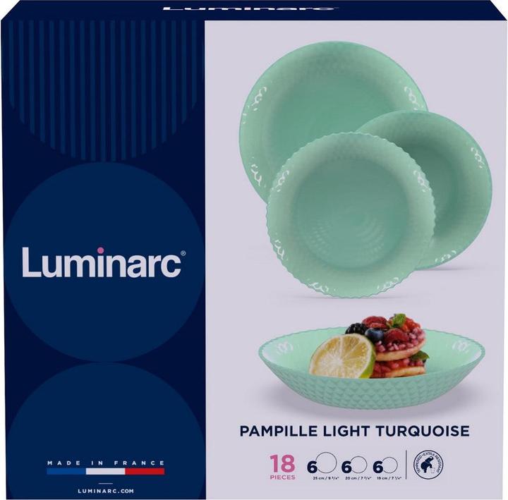 Produktbild Luminarc Geschirr Pampille Turquesa türkis Glas 18 Stücke (18 Stk.)