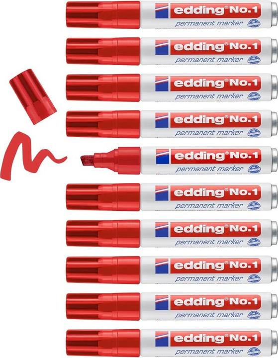Produktbild Edding No.1 Permanent-Marker Rot Meissel (10x)