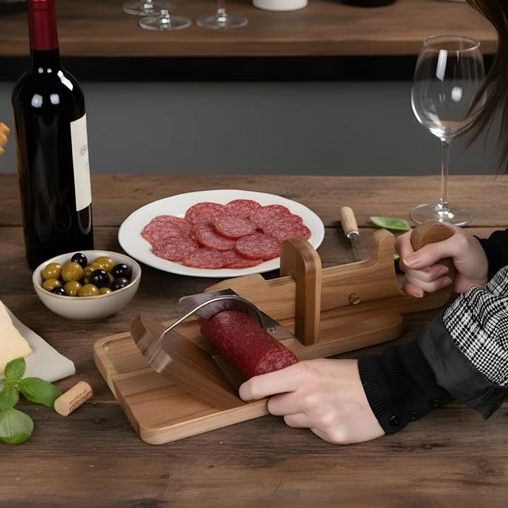 Produktbild Hermex Hand-Wurstschneider aus Holz Wursthobel Slicer für Wurst Salamihobel