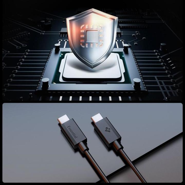 Produktbild Spigen - Data Cable Essential (EB6010CC) - Fast Charging, 2x Type-C, 60W, 480Mbps, 1m - Black (1 m, USB 2.0, 60 W)