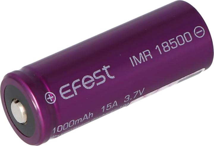 Actual product image Efest Akku Purple IMR18500 - (Button Top, ungeschützt) (1 pcs., 18500, 1000 mAh)