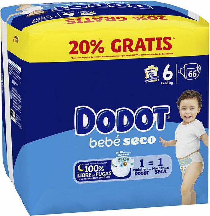 Immagine prodotto Dodot Pannolini Bebè Seco (Dimensione 6, 66 Pezzo/i)