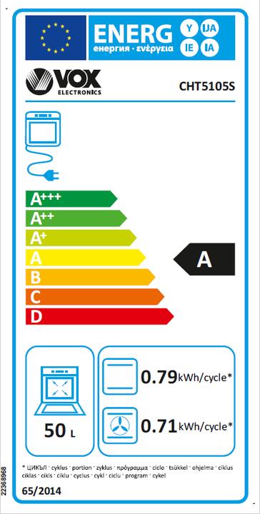 Label énergétique Vox Cuisinière CHT5105 S