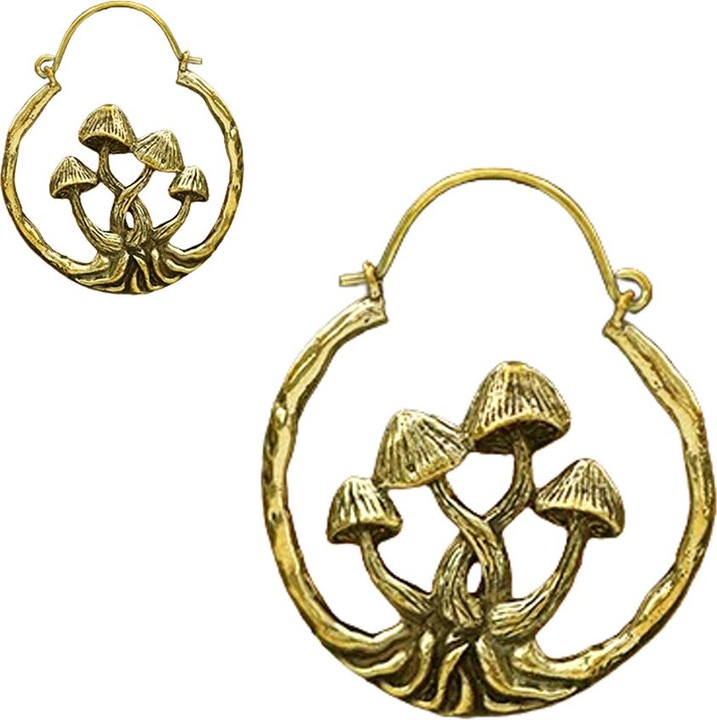 Produktbild Star Piercing Ohrring vergoldet Pilze (Messing)
