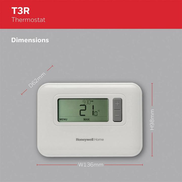 Actual product image Honeywell Radio room thermostat T3R 7 Tagestat, programmable, wireless
