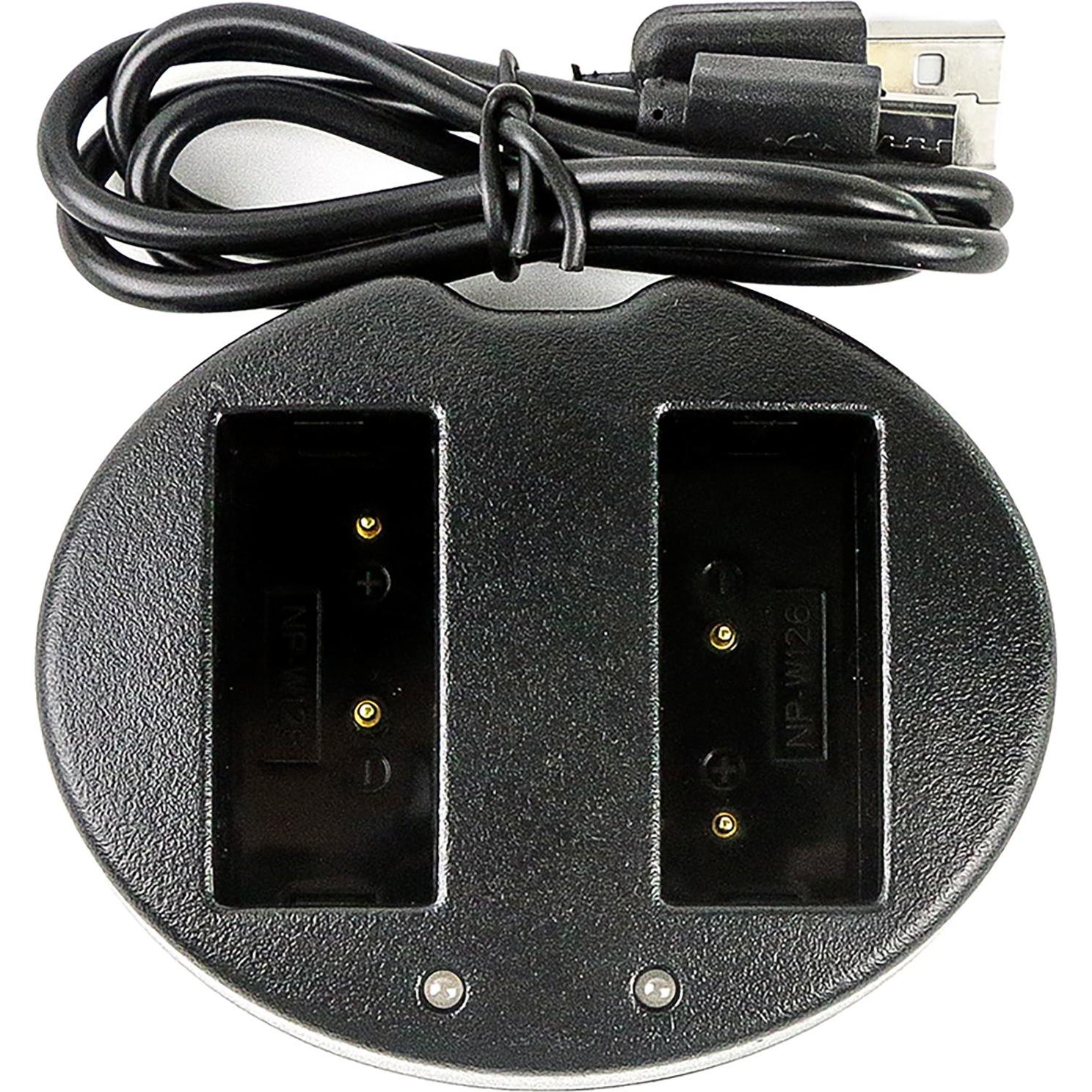 AGI Dual-USB-Ladegerät kompatibel mit Fujifilm NP-W126/NP-W126S (Ladegerät), Kamera Stromversorgung, Schwarz