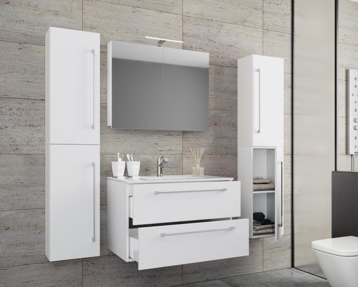 Produktbild VCM 5.-tlg. Waschplatz Waschtisch Badinos 2 Schubladen Spiegelschrank