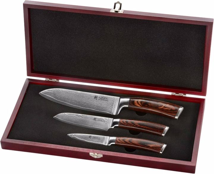 Wakoli Set of 3 Damascus Knives (17 cm)