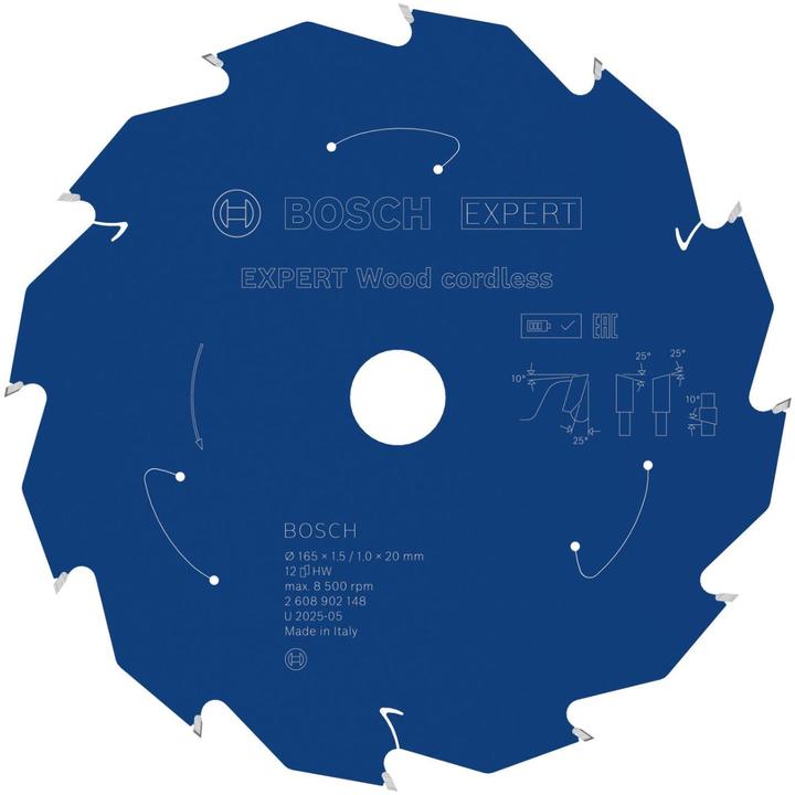 Productafbeelding Bosch Professional Zubehör EXPERT Wood Kreissägeblatt, 165x20 mm, T12