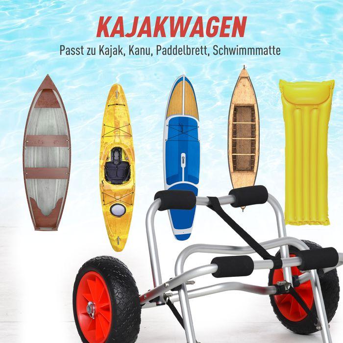 Immagine prodotto Swisshandel24 Carrello per canoa in alluminio Carrello per kayak Carrello per surf pieghevole con cinghia Ruote