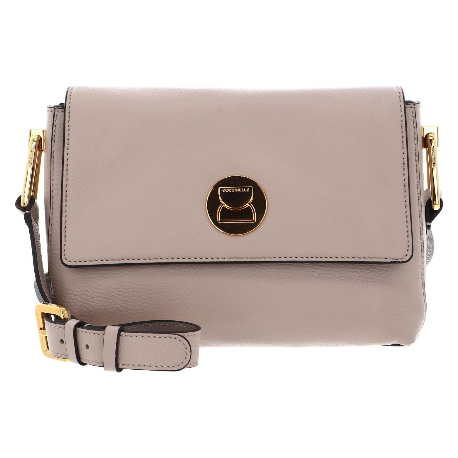 Coccinelle, Damen, Handtasche, Liya Grained Leather Crossbody Bag, Braun, Beige