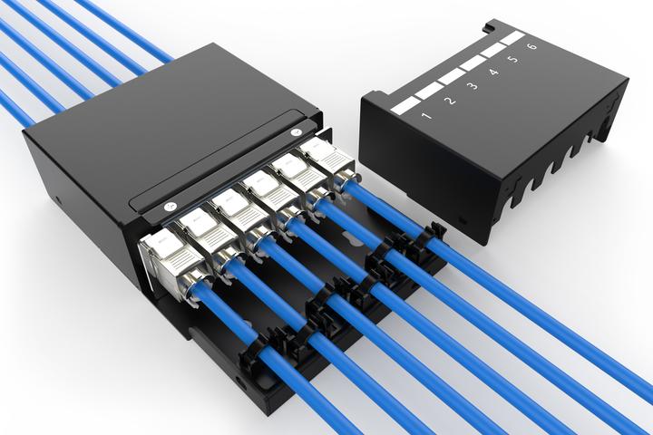 Actual product image Digitus Consolidation point box, 6-port Keystone modules with intelligent cable manager