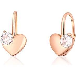 JVD, Ohrringe, Delicate bronze earrings Heart with zircon SVLE1513XH2RO00