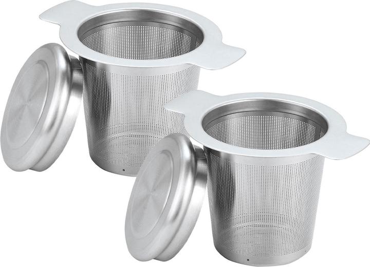 King 2er-Set Hochwertiges Teesieb Edelstahl mit Deckel – Teefilter mit Abtropfschale