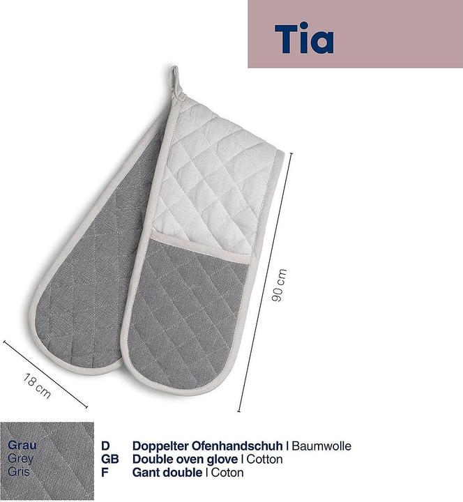 Produktbild Kela Doppelter Ofenhandschuh Tia (gewebt / Füllung Polyester, 100 % Baumwolle)