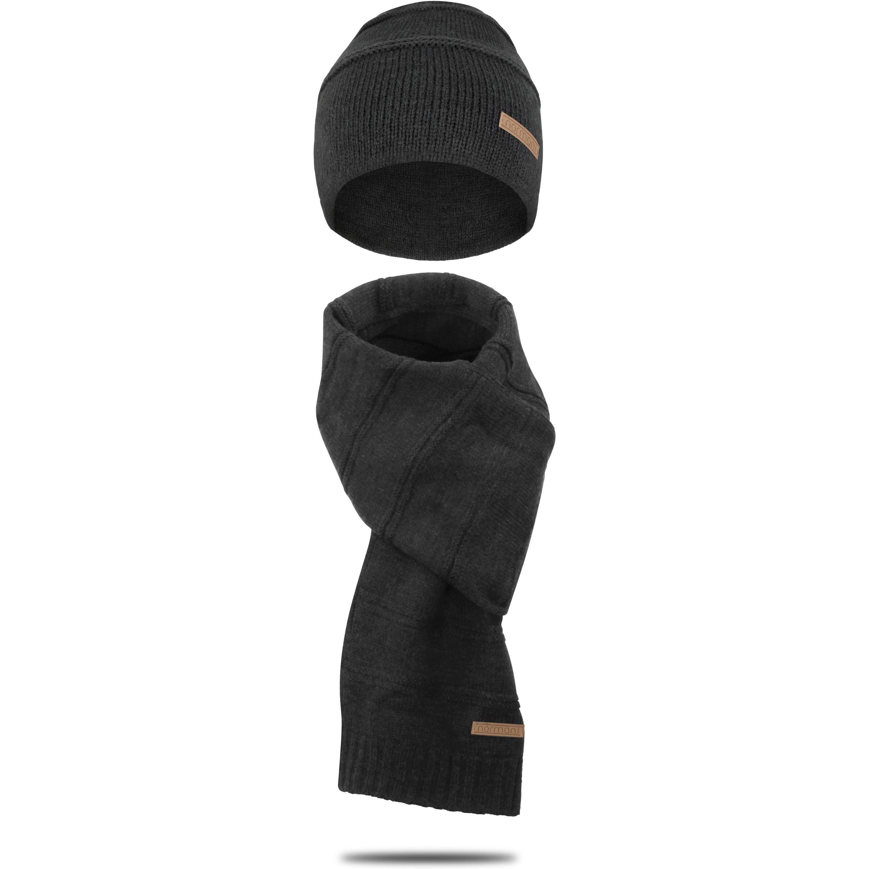 Normani, Herren, Mütze, Winterset „Montreal“ mit Mütze und Schal Dunkelgrau meliert, Grau, (One Size)