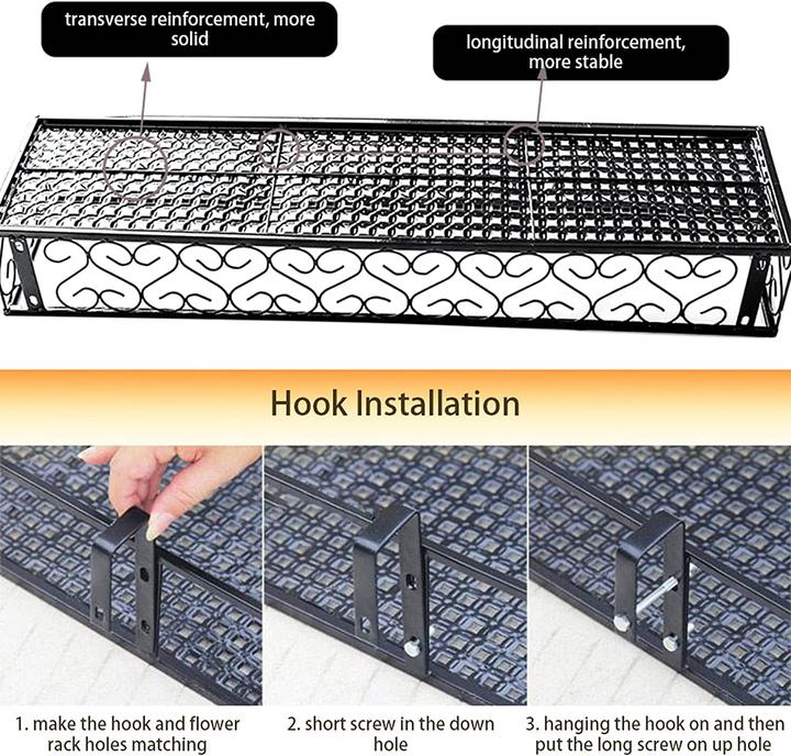 Actual product image Pealov Flowerpot Holder Balcony Metal 60x20x12cm