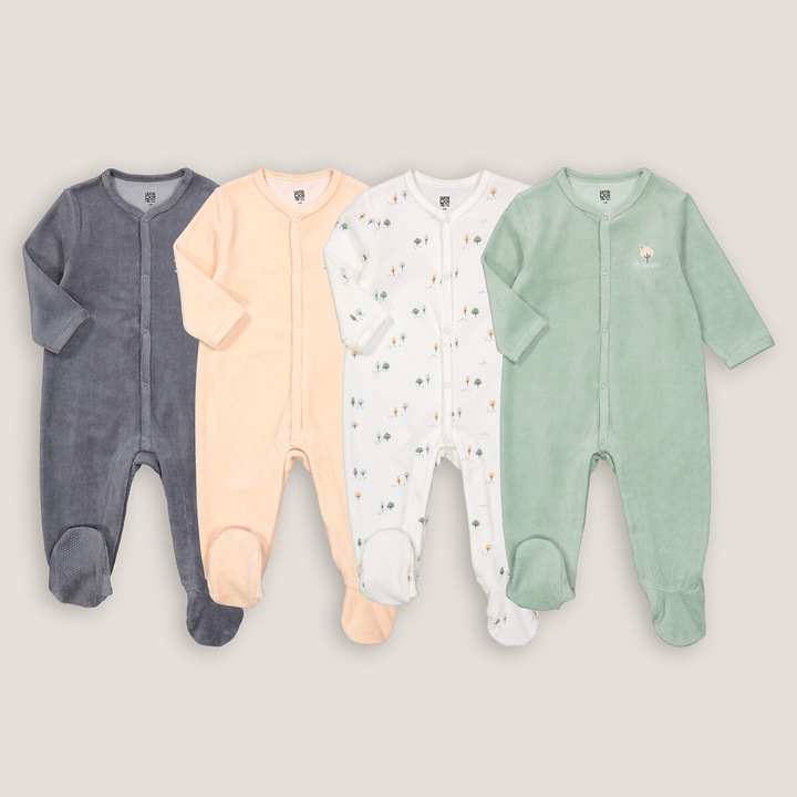 Actual product image La Redoute Collections Velvet 4-Pack Romper (74)