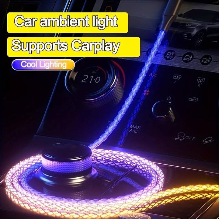 Produktbild PhoneLook Ladekabel USB-C zu USB-C 66W 1 Meter mit LED-Licht Stromfluss Multicolor (1 m, 66 W)