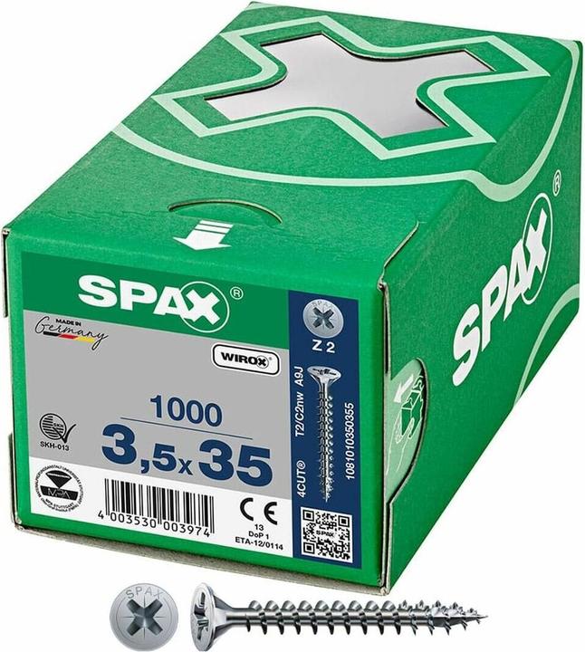 Image du produit Spax Vis à panneaux d'aggloméré SK PZ2 3,5x35 mm (1000 Vis par pièce)