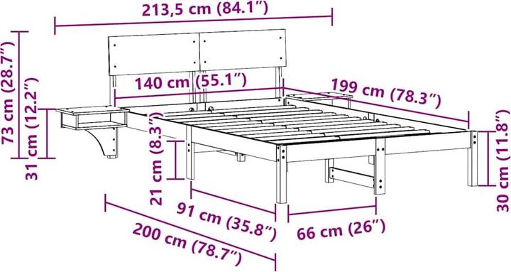 Image du produit vidaXL Bettgestell (140 x 190 cm)