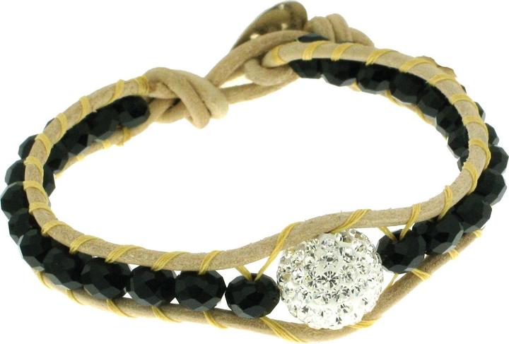 Immagine prodotto Leyda Lederarmband mit schwarzen Zirkonia-Kristallen (17 cm, Argento 925, Vera pelle, Cristalli di zirconio)