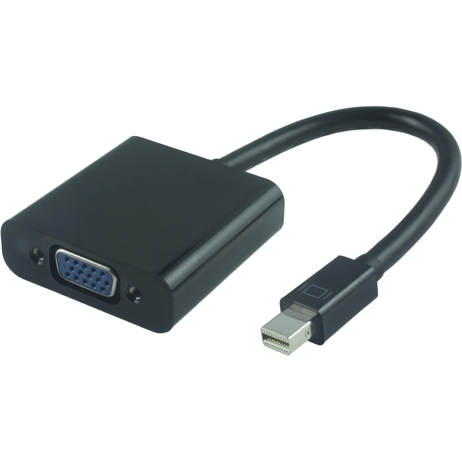 MicroConnect Mini DisplayPort — VGA (Mini DP, VGA, 20 cm), Data + Video Adapter, Schwarz