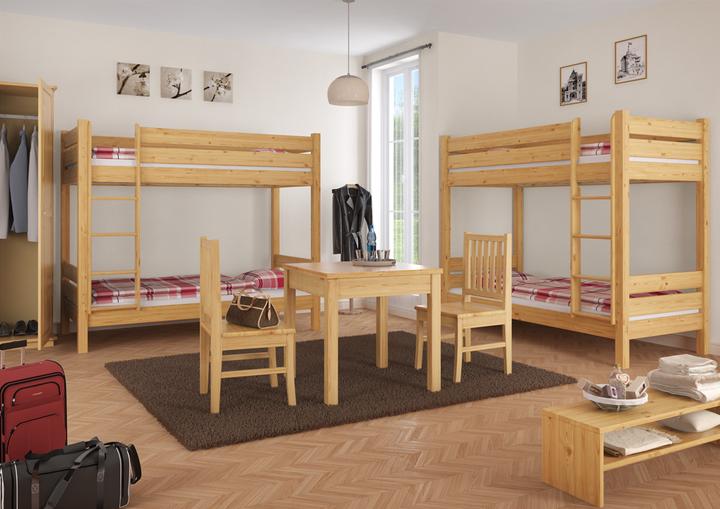 Produktbild Erst-Holz Stockbett Kiefer massiv 80x190 Etagenbett natur teilbar Lattenrost Matratzen 60.16-08-190T80M (80 x 190 cm)