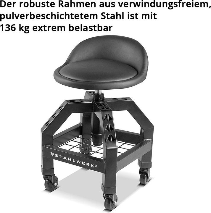 Produktbild Stahlwerk Höhenverstellbarer Werkstatthocker VWH-300 ST bis 136 kg belastbar (1 x)