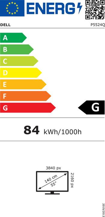Energie-Label Dell P5524Q - 4K-Konferenzraummonitor (3840 x 2160 Pixel, 55")