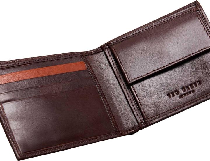 Actual product image Ted Baker Embossed Corner Leather Bifold Coin Wallet