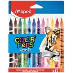 Maped, Malstifte, Fasermaler COLOR'PEPS Animals, 12er Kartonetui (Mehrfarbig, 12 x)