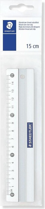 Actual product image Staedtler Metal ruler, made of aluminium, 150 mm long Millimetre scale, embossed graduation, ink edge (150 mm)