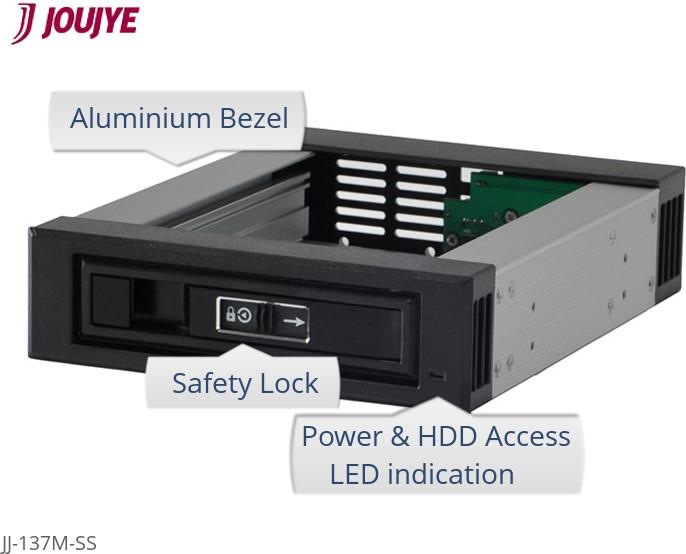 Actual product image JJ Computer JOUJYE JJ-137M-SS SATA/SAS 13,3cm 5.25inch black for 8,9cm 3.5inch HDD 7pin SATA Connector (3.5")
