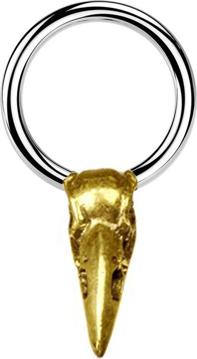 Produktbild Star Piercing Closure Ring silber Krähenschädel vergoldet (Messing, Chirurgenstahl 316L)