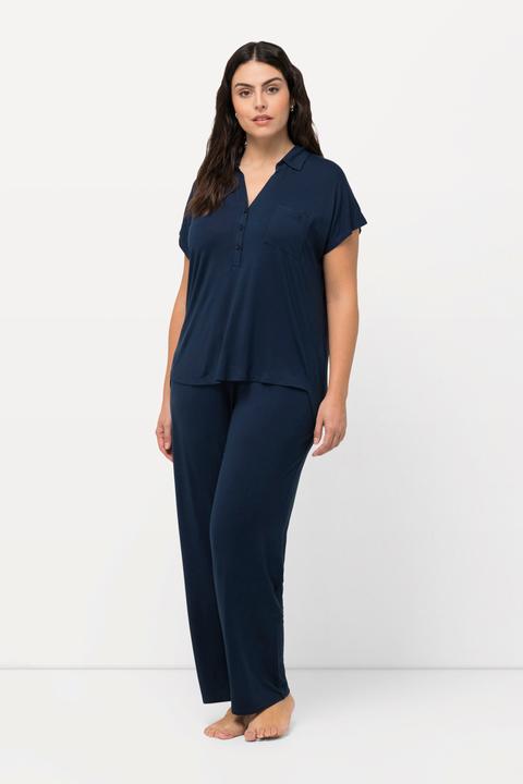 Produktbild Ulla Popken Pyjama, oversized, Zweiteiler, Hemdkragen, Halbarm (50, 52)