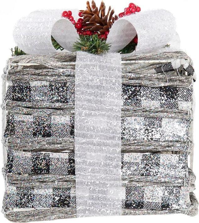 Produktbild DKD Home Decor Leuchtende Dekoration Weiss Rot grün Silberfarben Verschneit LED 25 x 25 x 29 cm (3 Stücke)