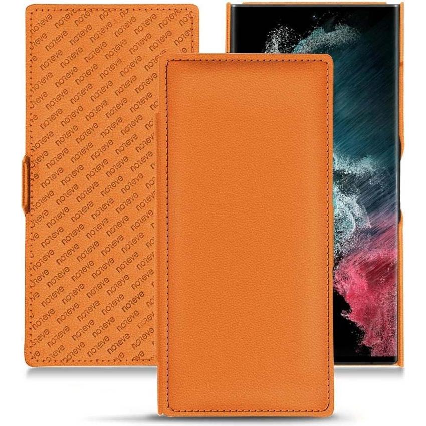 Noreve Lederschutzhülle horizontal (Samsung Galaxy S22 Ultra), Smartphone Hülle, Orange