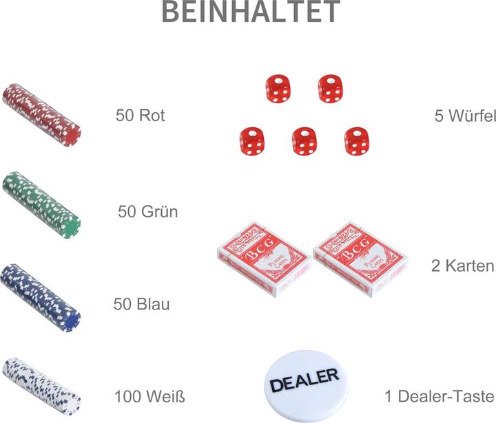 Image du produit Homcom Mallette de poker incluant un set de poker (Allemand, Français, Italien, Anglais)