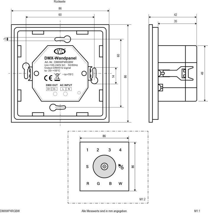 Productafbeelding EVN DMX wandbedieningspaneel
