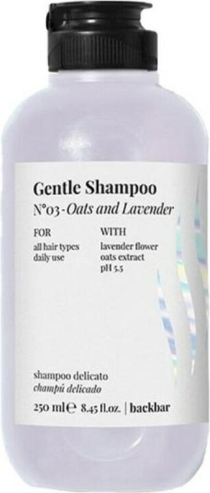 Actual product image Farmavita BACK BAR gentle shampoo nº03-oats&lavender 250 ml (250 ml, Liquid shampoo)