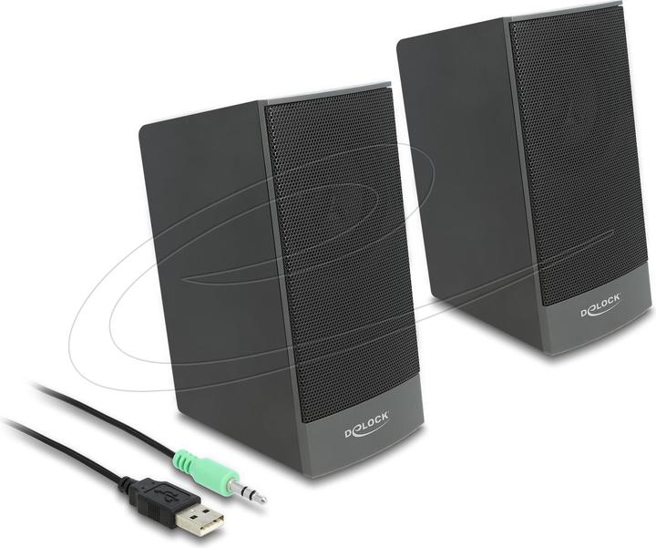 Image du produit Delock Haut-parleur USB stéréo 2.0 avec prise jack 3,5 mm et alimentation USB